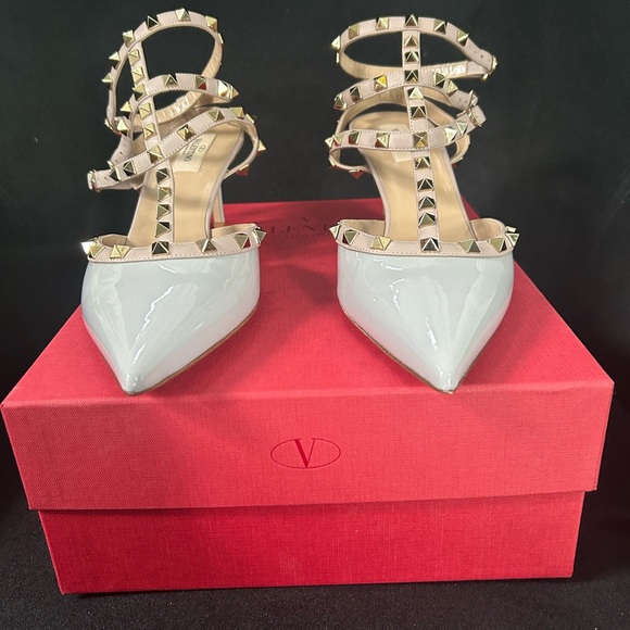 Valentino Rockstud Caged Pumps Pale Blue/Gray used in a size 42 65mm - Picture 13 of 15